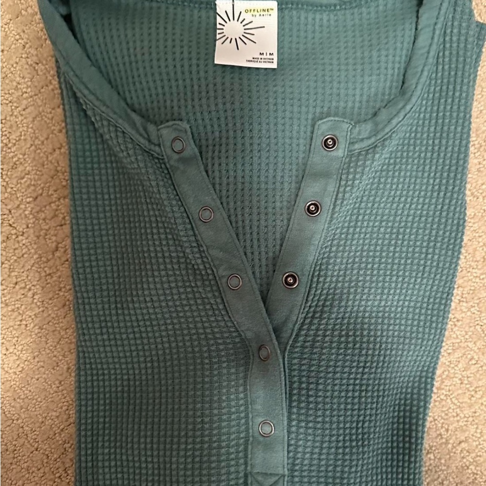 Aerie Waffle Knit Top | Sage Green